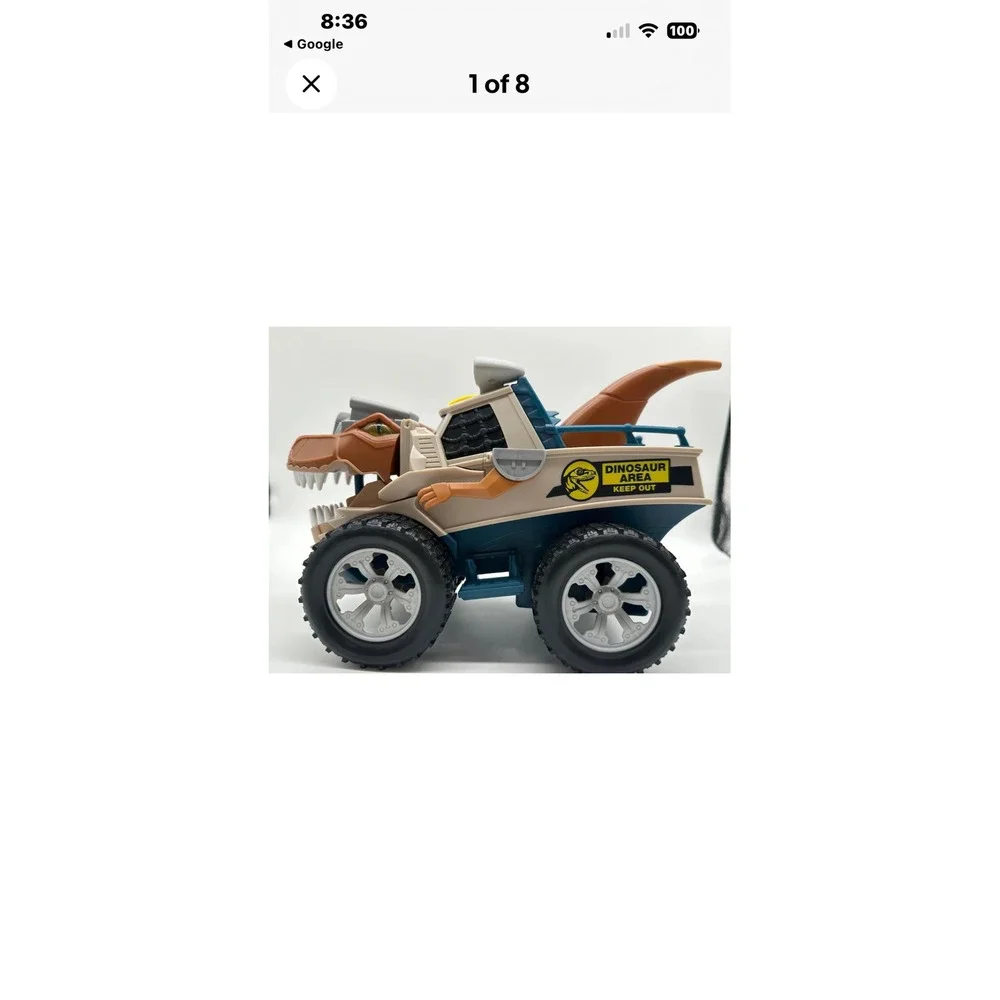 Dinosaur Area Keep Out T-Rex Monster Truck Toy with Sound and Music‎ Tan Blue